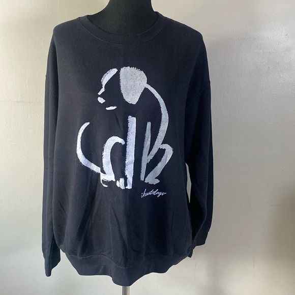 Dog Black Crewneck Sweatshirt Sz L - Picture 1 of 3